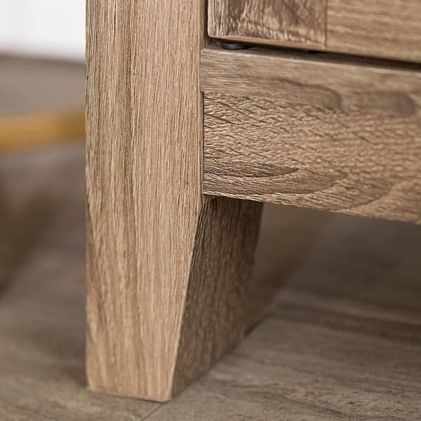 Walker Edison Furniture Company - 58" Transitional Fireplace Glass Wood TV Stand Entertainment Center - Driftwood