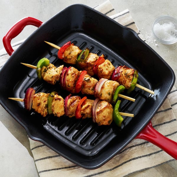 Better Homes & Gardens Enameled Cast Iron Grill Pan, Red 