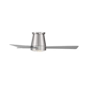 Hug 44 in. 3000K Integrated LED Indoor/Outdoor Brushed Nickel Smart Compatible Ceiling Fan with Light Kit and Remote