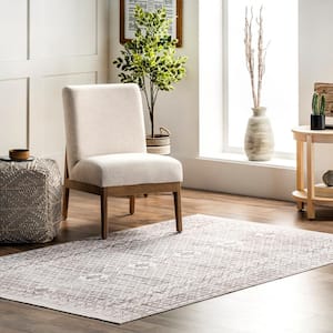 Hettie Transitional Tribal Machine Washable Light Gray 4 ft. x 6 ft. Area Rug