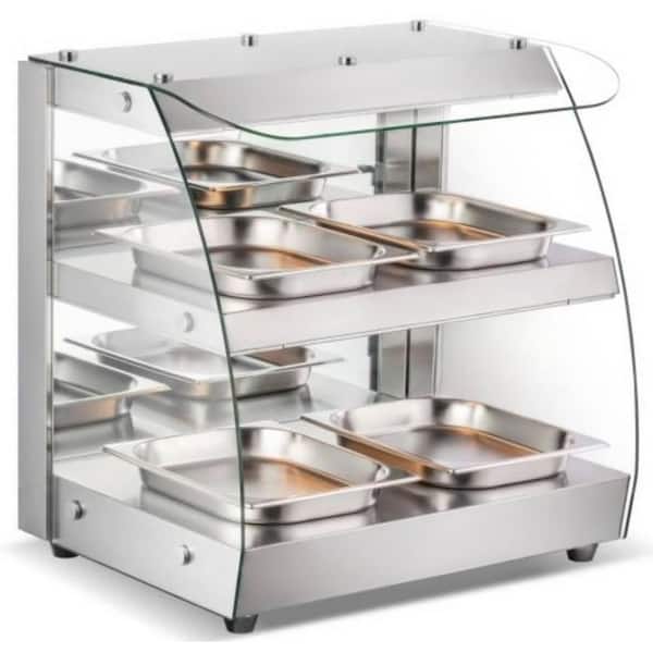 Elite Kitchen Supply 26 in. W 145 QT Commercial NSF Warmer Countertop Display Cabinet Show Case ED2W in Stainless Steel with 4 Pan