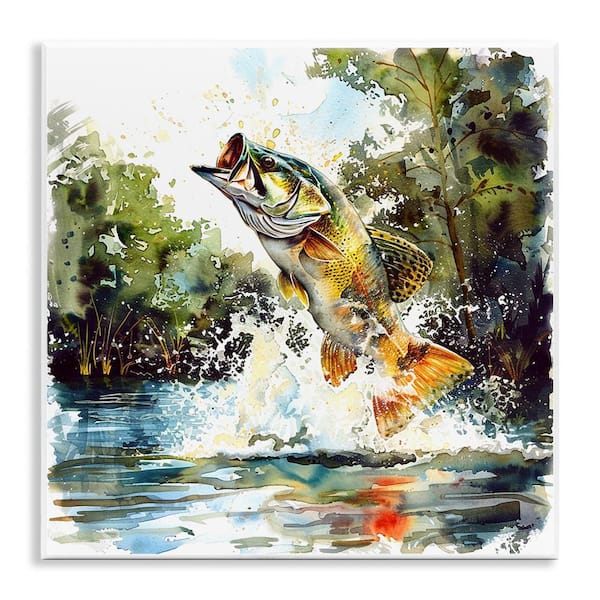 Stupell Industries Fish Jumping Splash by LSR Design Studio Unframed Animal Graphic Art Print 12 in. x 12 in.