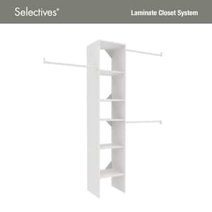 Selectives 48 in. W - 112 in. W White Reach-In Tower Wall Mount 6-Shelf Wood Closet System