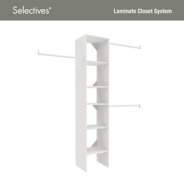 ClosetMaid Selectives 48 in. W - 112 in. W White Reach-In Tower Wall Mount 6-Shelf Wood Closet System