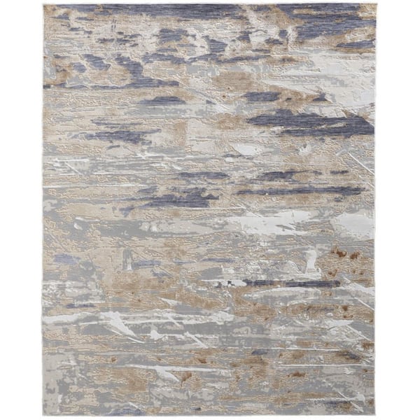 12 ft. x 15 ft. Tan and Ivory Abstract Area Rug