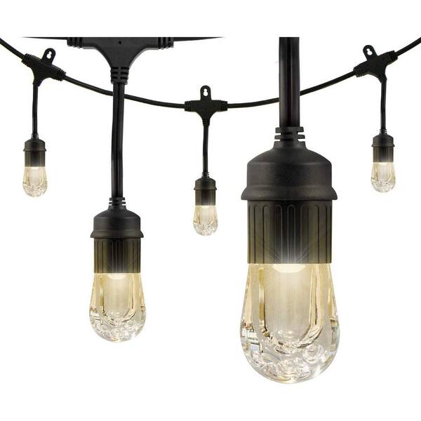 Enbrighten 18 Bulb 36 Ft Cafe Integrated Led String Lights Black 33171 The Home Depot