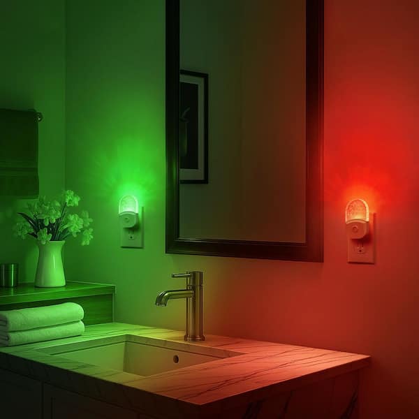 1-Light Acrylic 8-Color RGB Plug-In Night Light with Dusk to Dawn Sensor for Bathroom, Kids Room Decor (6-Pack)