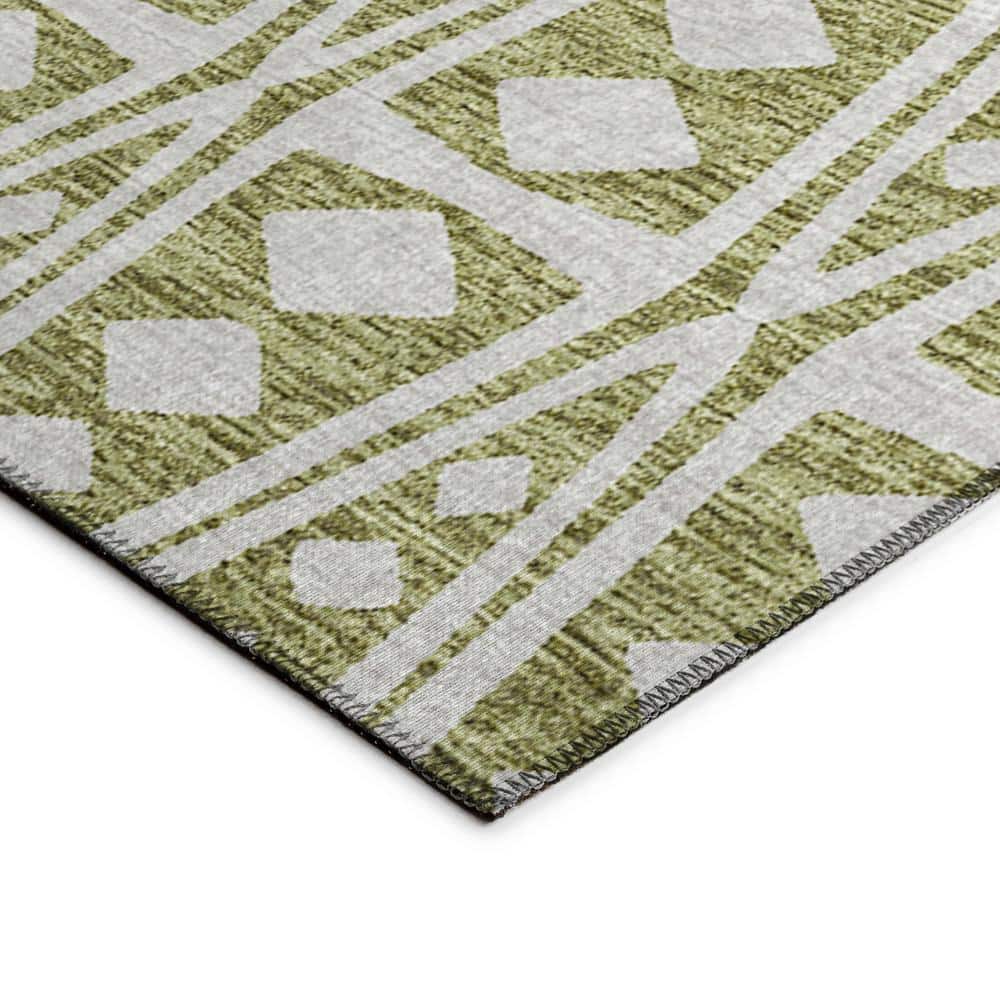 Addison Rugs Indoor/ Outdoor Addison Yuma Southwest Tribal WashableArea Rug 1'8" x 2'6" - Olive