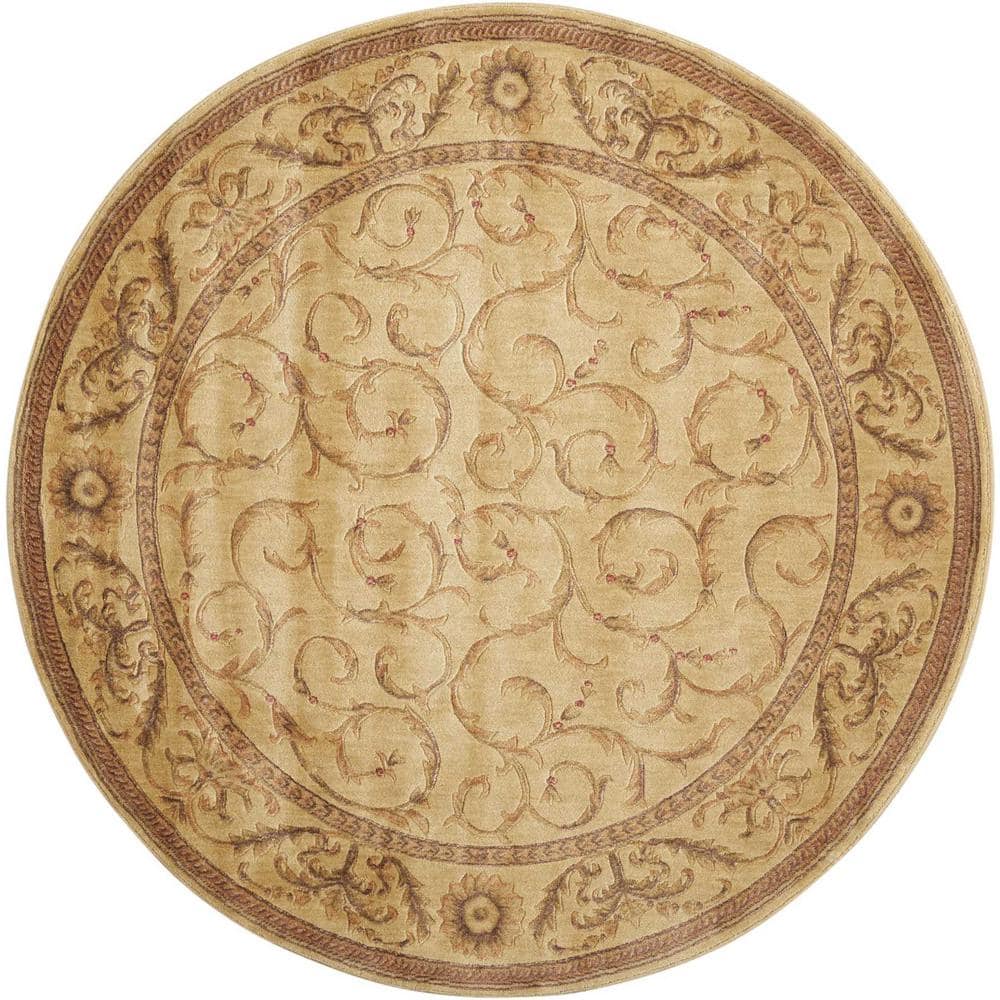 Nourison Somerset Ivory 5 ft. x 5 ft. Border Traditional Round Area Rug ...