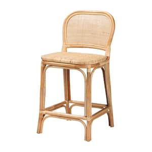 Adrena 40.6 in. Natural Rattan Frame Counter Height Bar Stool