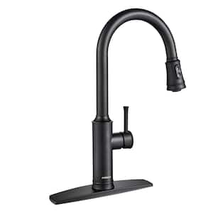 High Arc Single Handle Kitchen Faucet with Pull Down Sprayer in Black