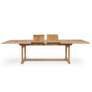 Olivier Rectangular Teak Outdoor Dining Table with Double Extensions