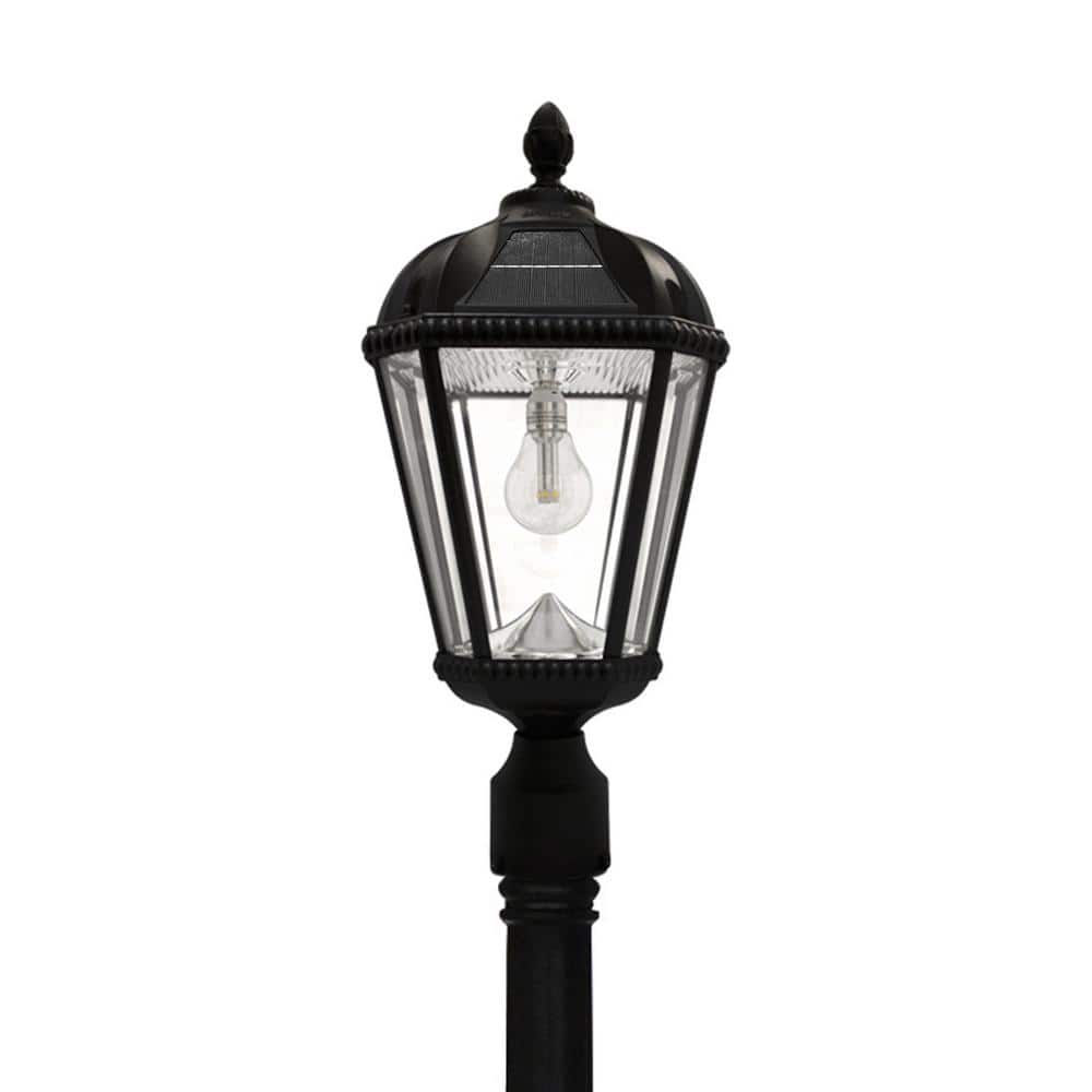 87-Inch Black Cast Aluminum LED Solar Lamp Post