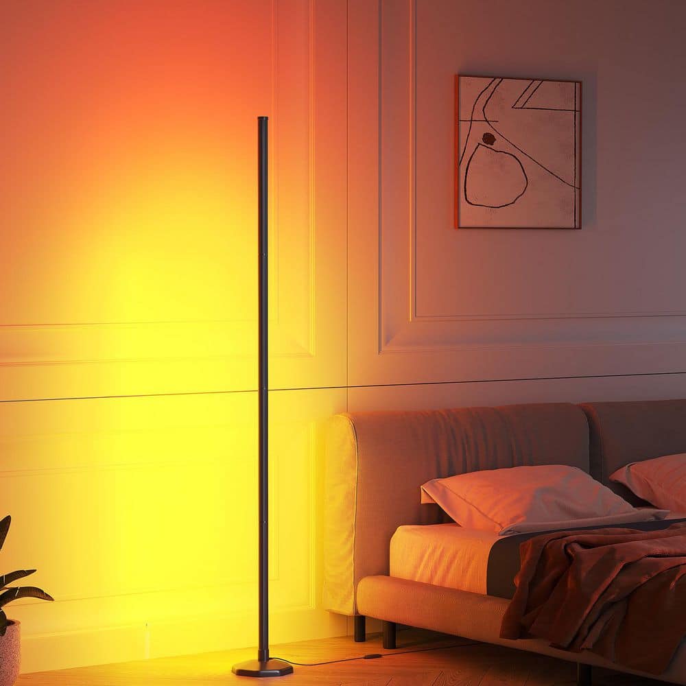 57 in. Black RGB LED Standard Floor Lamp, w/ 80+ Scene & Timer, Smart Modern Ambient Lighting w/ Music Sync & 16M Colors price history on PriceWatchPro