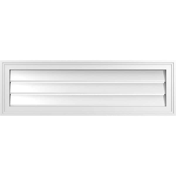 Ekena Millwork 38 in. x 12 in. Vertical Surface Mount PVC Gable Vent: Functional with Brickmould Frame