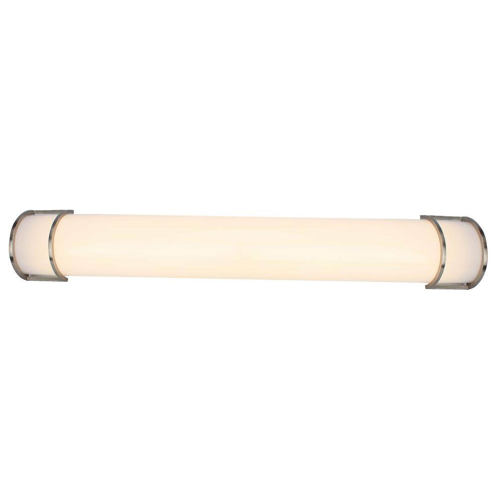 36.5 in. Brushed Nickel LED Vanity Light Bar with White Acrylic Shade