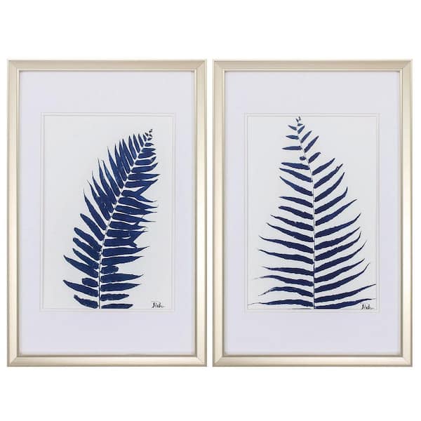 Indigo Ferns by Pinto 2-Piece Framed Nature Wall Art 28 in. x 18 in.