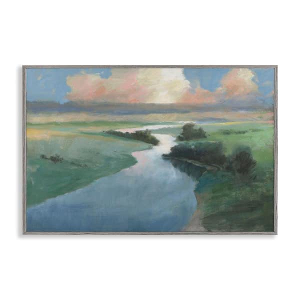 Stupell Industries Stream Landscape in January by Wellington Studio Gray Framed Nature Giclee Art Print 16 in. x 24 in.