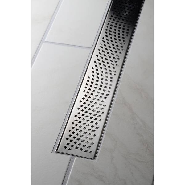 28 Shower Floor Linear Drain Square Grate Stainless Steel Oatey Designline
