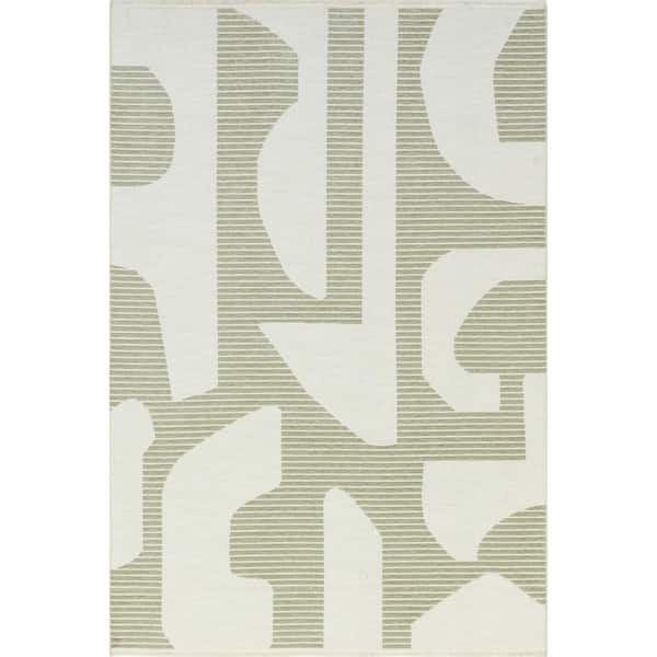 nuLOOM Grania Light Green 6 ft. 7 in. x 9 ft. Modern Abstract Reversible Machine Washable Area Rug