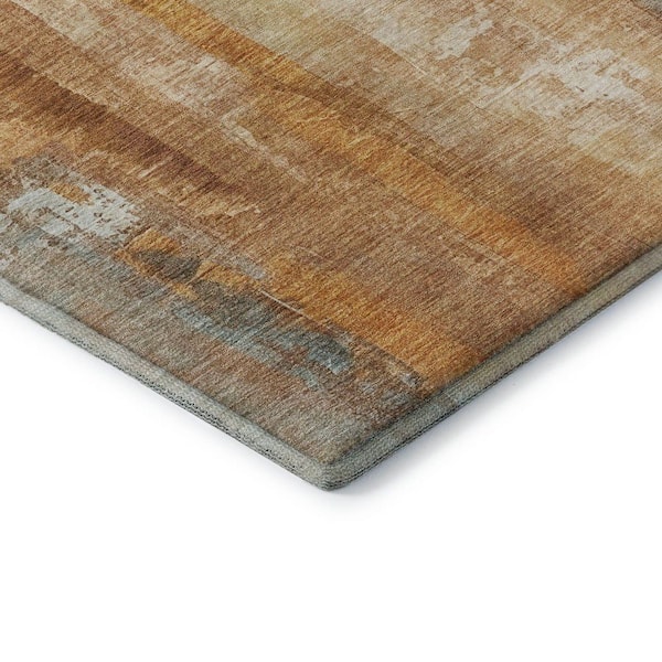 Mayfield Premium Machine Washable Abstract AMF2020 Copper 5 ft. x 7 ft. 6 in. Area Rug