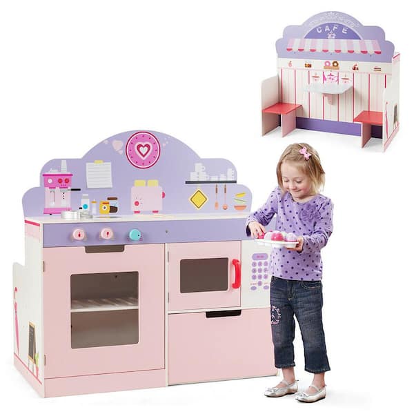 Girl Wood Kitchen Toy Kids Cooking Pretend House Play Set Cooking Gadget Playset 