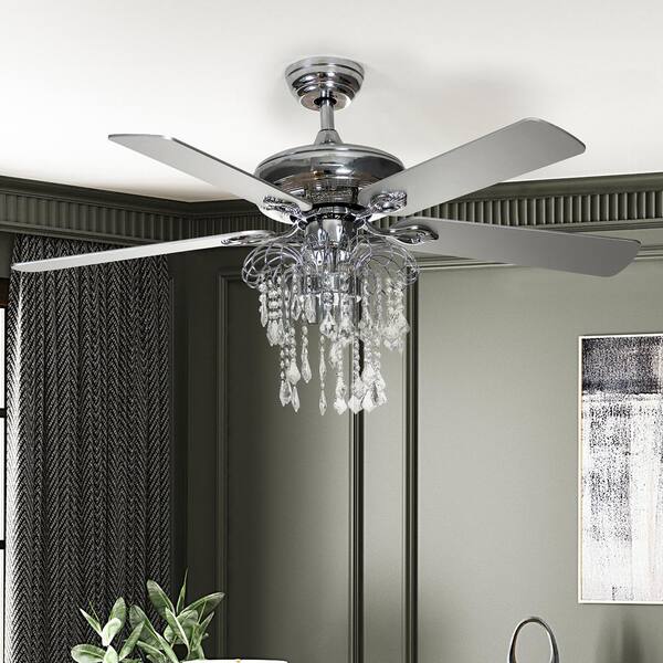 JAYDEN CREATION 52 in. LED Indoor Ikh 5-Blade Silver Ceiling Fan