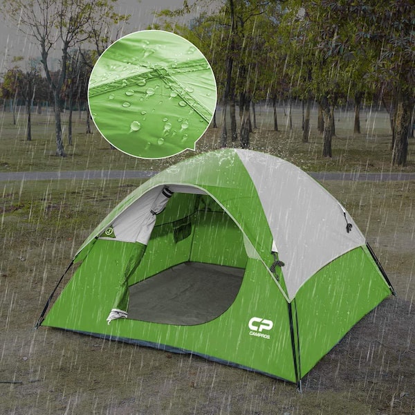 Green 3-Person Waterproof Windproof Backpacking Tent for All