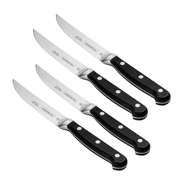 Pro Series 5 Inch High-Carbon Steel Full Tang Fine-Edge Forged Steak Knife with Nylon Handle (Set of 4)