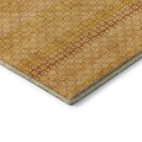 Mayfield Premium Machine Washable Abstract AMF1419 Wheat 2 ft. 3 in. x 7 ft. 6 in. Runner Rug
