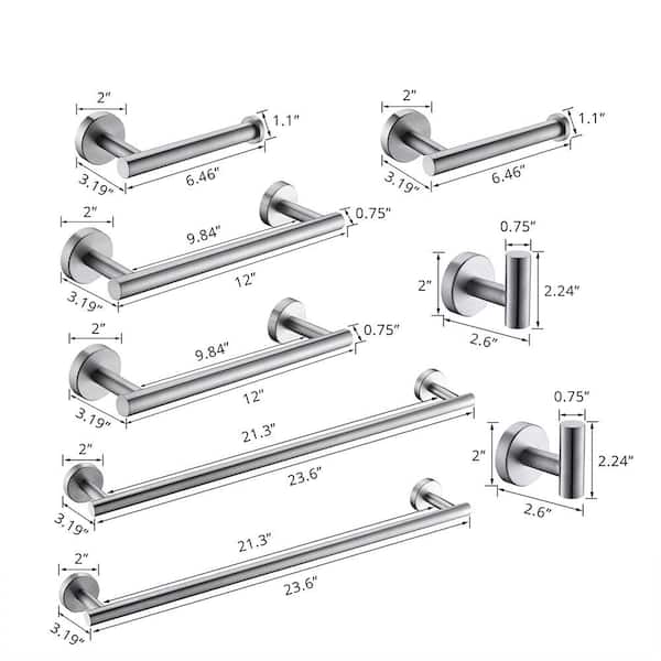 FLG 8-Piece Bath Hardware Set with Mounting Hardware in Brushed Nickel
