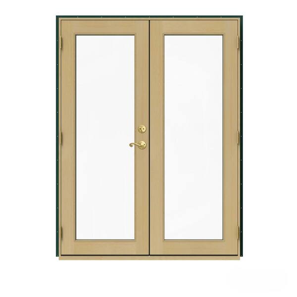 JELD-WEN 60 in. x 80 in. W-2500 Green Clad Wood Right-Hand Full Lite French Patio Door w/Unfinished Interior