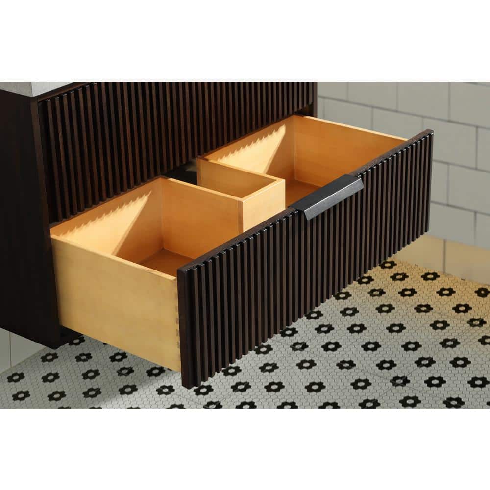 San Diego 36" Walnut Floating Bathroom Vanity with Concrete Countertop
