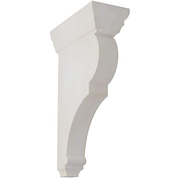 Ekena Millwork 3 in. x 12 in. x 6-1/2 in. Chalk Dust White Large Rojas Wood Vintage Decor Corbel