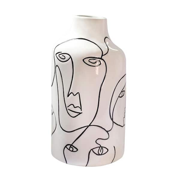 Afoxsos Ceramic Vase for Home Decor, Abstract Irregular Design Flower Vase, Living Room Decor Minimalist Decorative Vases, White