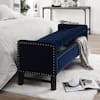 Inspired Home Emmaline Navy Velvet Storage Bench Button Tufted Nailhead ...