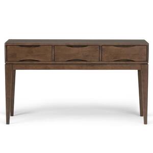 Harper Solid Hardwood 54 in. Wide Mid-Century Modern Console Sofa Table in Walnut Brown