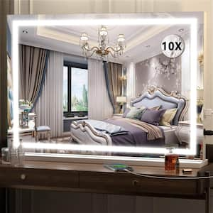 22 in. W x 32 in. H Square White Frame LED Makeup Mirror, Lighted Mirror with Dimmable 3 Modes, Touch Screen Control