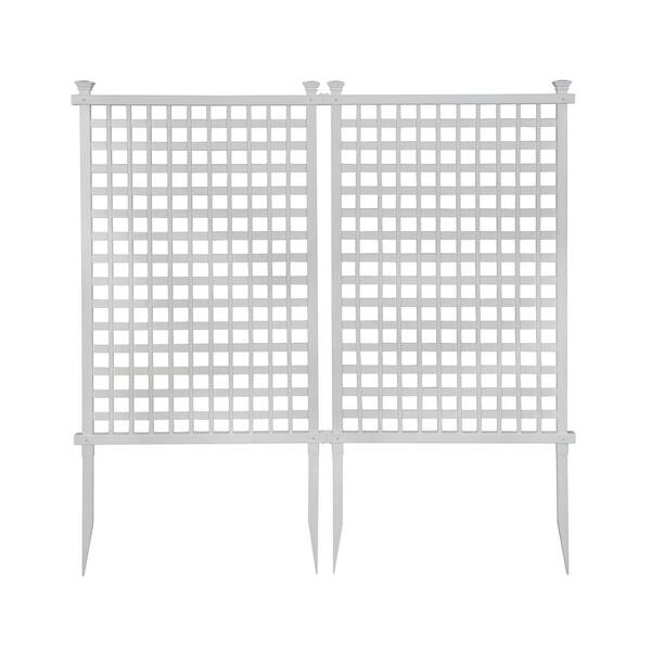 Enclo Privacy Screens 4.8 ft. H x 3 ft. W White Vinyl Highland-Lattice Privacy Screen Kit (2-Pack)