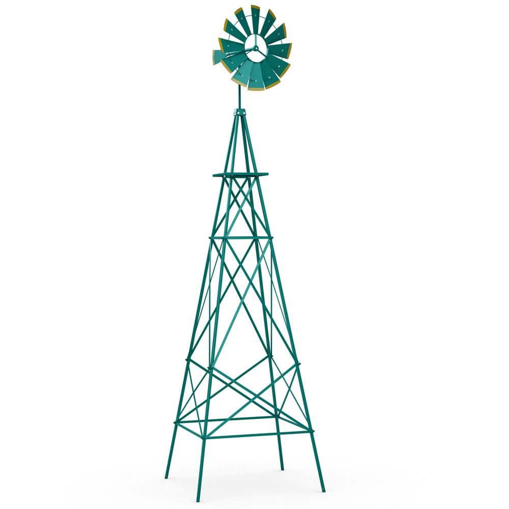 96 in. H Green Metal Ornamental Wind Spinner Windmill with 4 Support Legs Decorative Weathervane for Backyard price history on PriceWatchPro