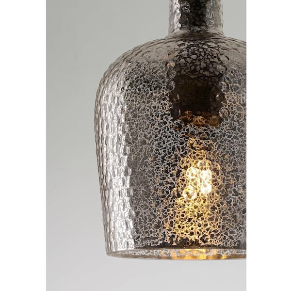 Jojospring Alexia 6.3 in. 1-Light Silver Ripple Glass Antique
