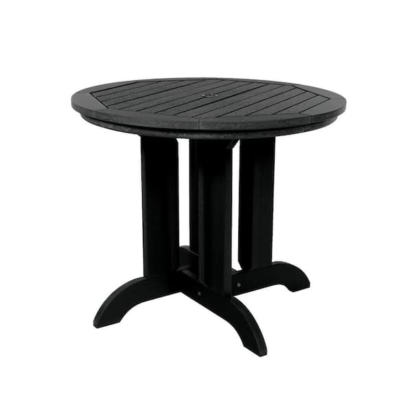 Highwood Black Round Recycled Plastic Outdoor Dining Table Ad Drt36 Bke The Home Depot Highwood Black Round Recycled Plastic, Round Plastic Patio Tables