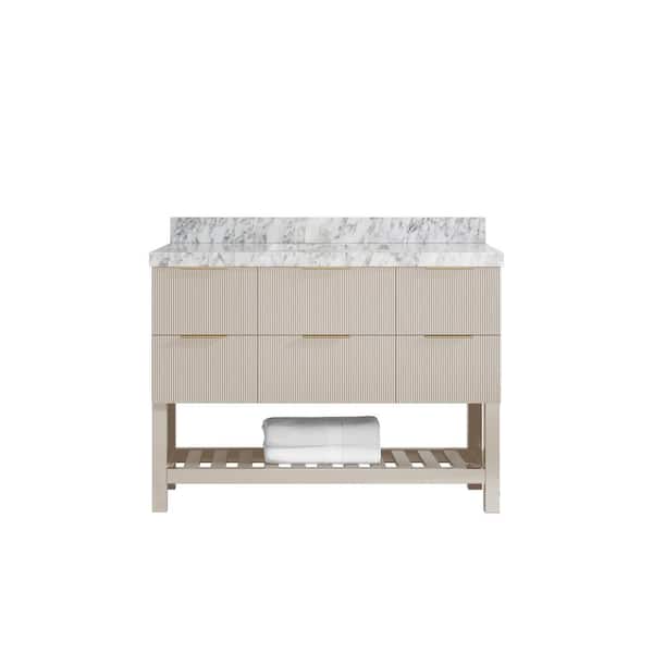 Willow Collections Catalina 48 in. Single Sink Freestanding Fine Grain Bath Vanity with Carrara Marble Top