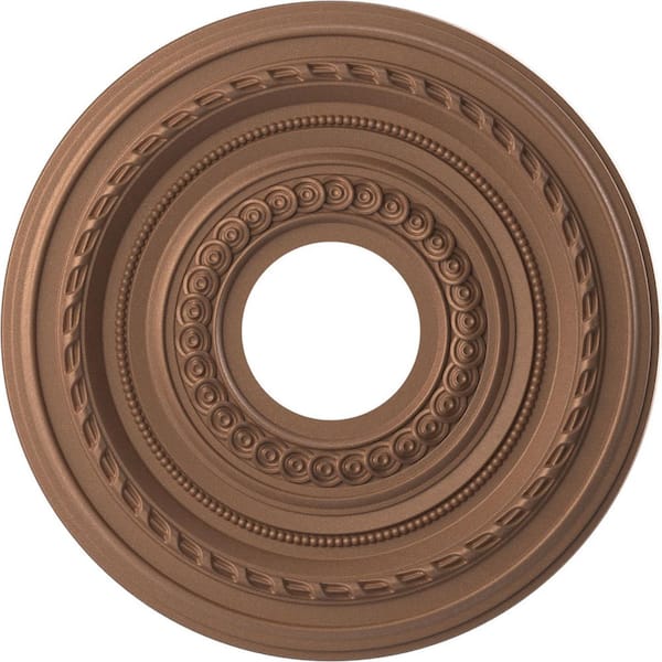 Ekena Millwork 13" O.D. x 3-1/2" I.D. x 3/4" P Cole Thermoformed PVC Ceiling Medallion (Fits Canopies up to 4-1/4") in Aged Copper