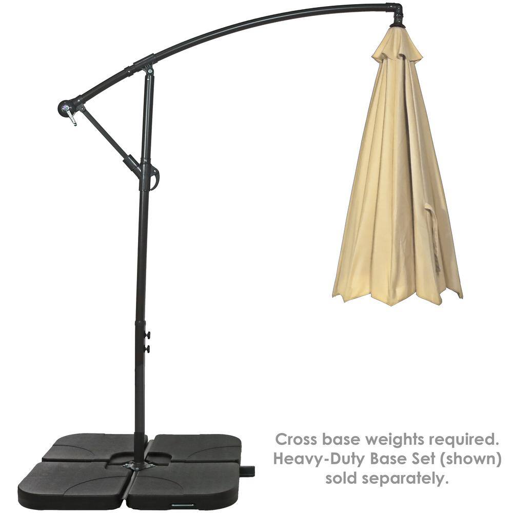 Beige Steel Octagon Cantilever Patio Umbrella with Polyester Canopy