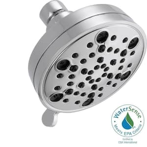 5-Spray Patterns 4 in. Wall Mount Fixed Shower Head with H2Okinetic and Pause in Chrome