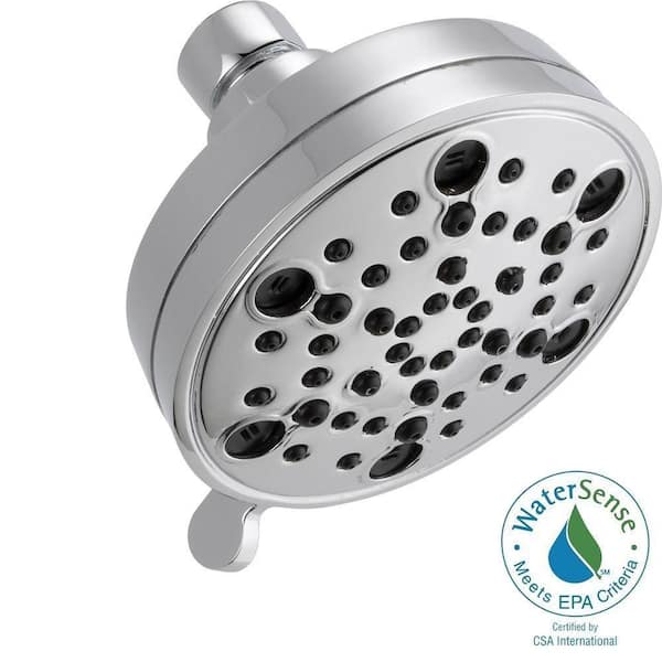 Delta 5-Spray Patterns 4 in. Wall Mount Fixed Shower Head with H2Okinetic and Pause in Chrome