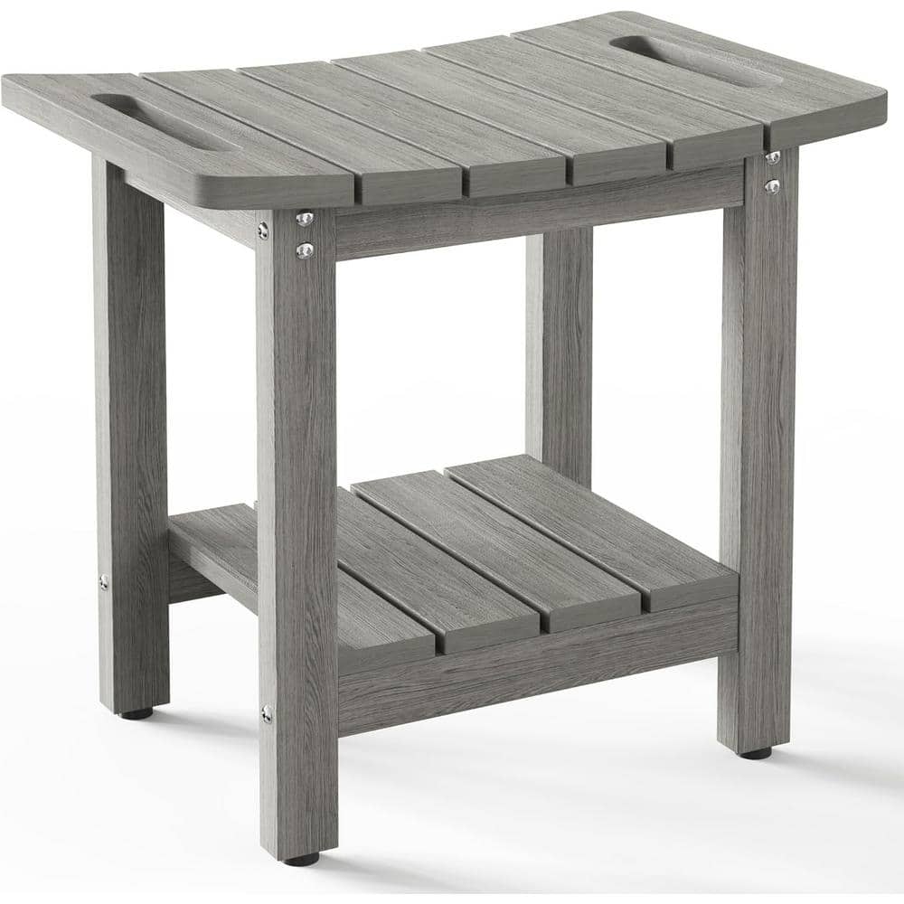 18.5 in. Waterproof Polystyrene Shower Stool Seat with Space-Efficient Stor