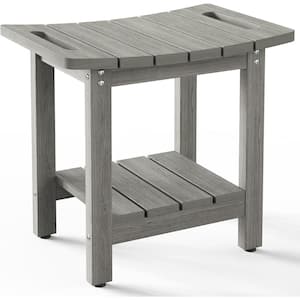 18.5 in. Waterproof Polystyrene Shower Stool Seat with Space-Efficient Storage Shelf in Light Gray