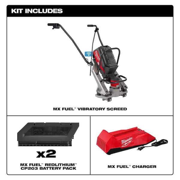 MX FUEL Lithium-Ion Cordless Vibratory Screed with (2) Batteries and Charger